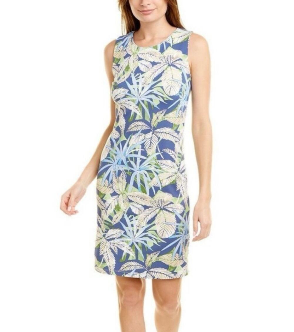 J McLaughlin Medium Sheath Dress Catalina Cloth Sophia Palm Floral Sleeveless